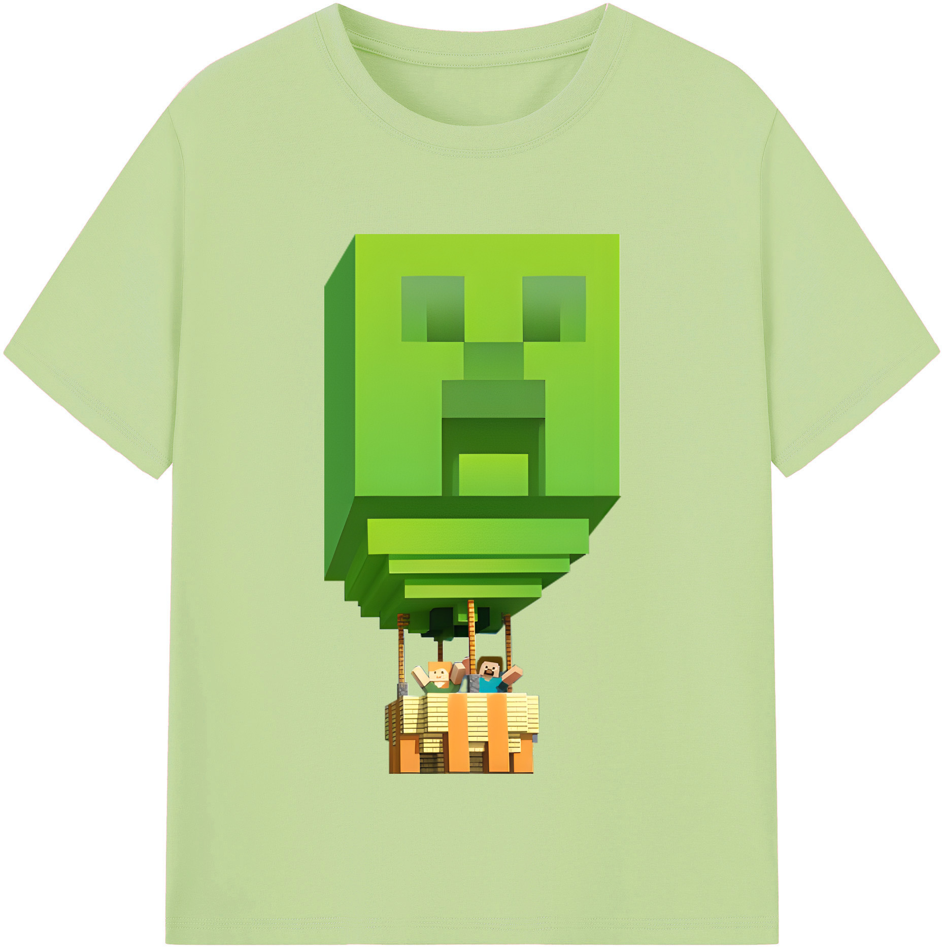 （画像用） マインクラフト ブロックの世界 Minecraft MC Block world 綿100％半袖Tシャツ（フロントプリント）